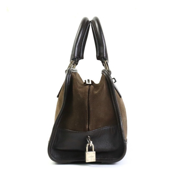 Loewe Handbags - Loewe silver Amazona Brown suede handbag accents Black leather Dark